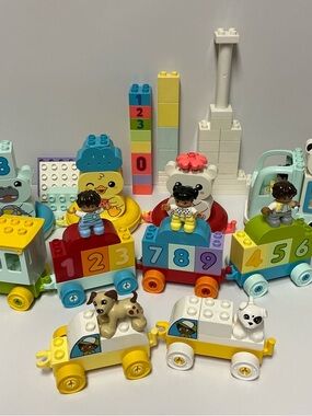 Lego Duplo Building Blocks Lot - Number Train, Bath Toy Animals, Figures